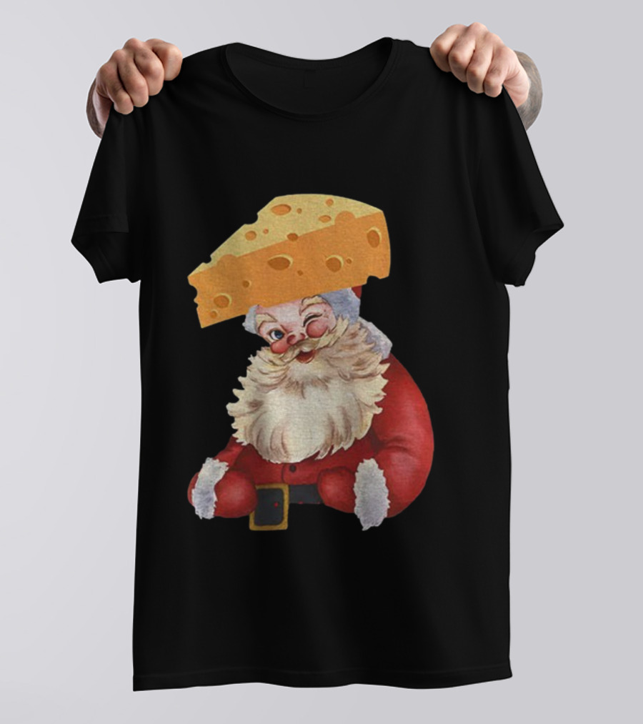 Santa Cheese Head Winking Green Bay Packers Christmas T-Shirt