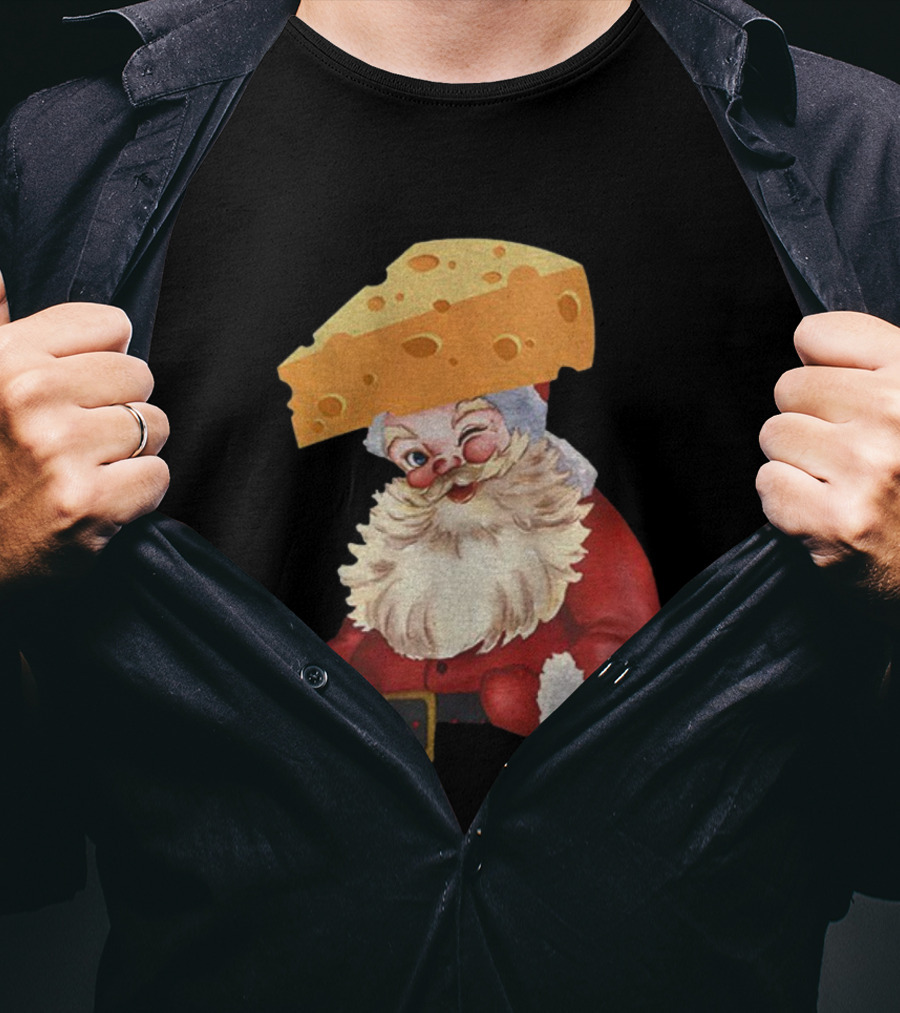 Santa Cheese Head Winking Green Bay Packers Christmas T-Shirt