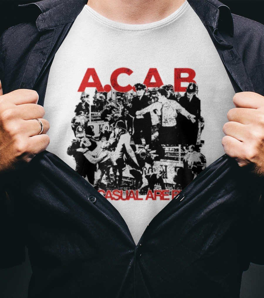 A.C.A.B All Casual Are Bless Red Text Black And White Scene T-Shirt