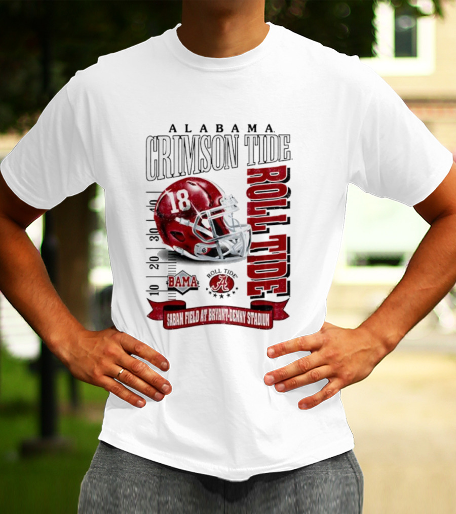 Alabama Crimson Tide Bama Roll Tide Helmet Saban Field At Bryant Denny Stadium T-Shirt
