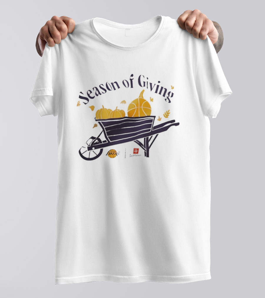 Angeles Lakers Season Of Giving Wheelbarrow Basketball Pumpkins T-Shirt