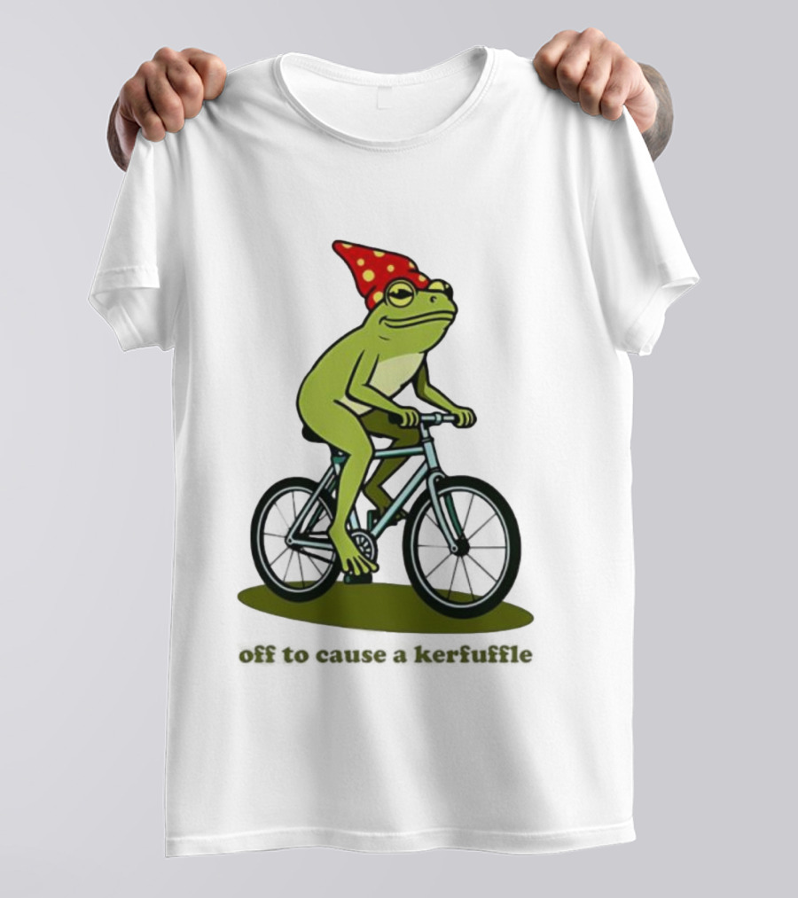 Frog Gnome Hat Bicycle Ride Off To Cause A Kerfuffle T-Shirt