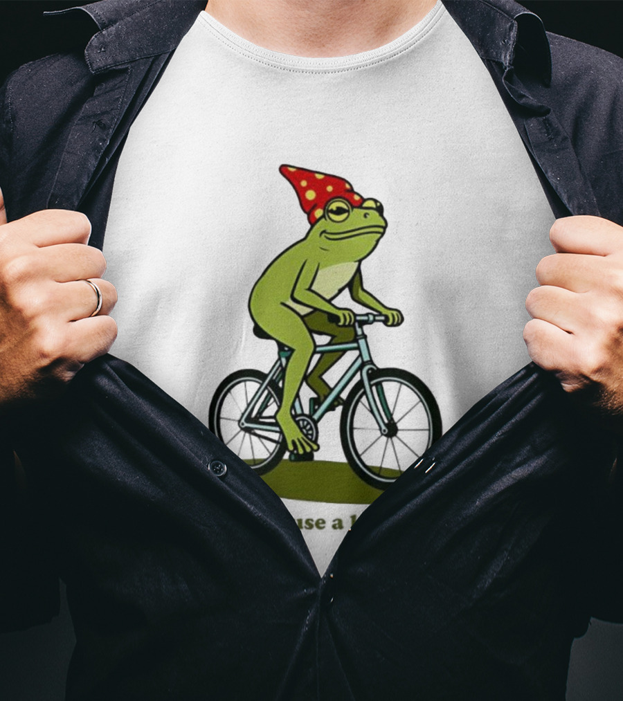 Frog Gnome Hat Bicycle Ride Off To Cause A Kerfuffle T-Shirt