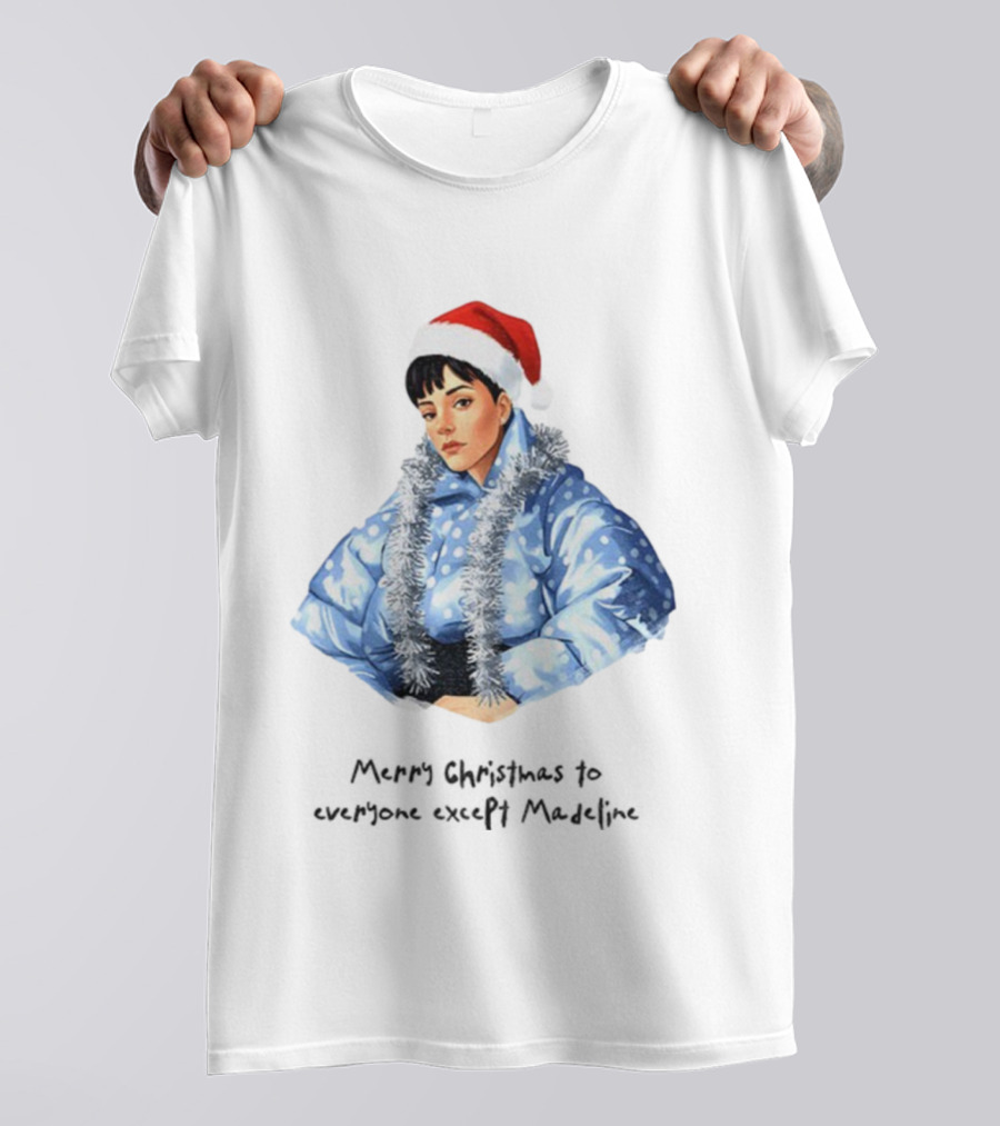Lily Allen Cartoon Santa Hat Merry Christmas Snowflakes Madeline T-Shirt