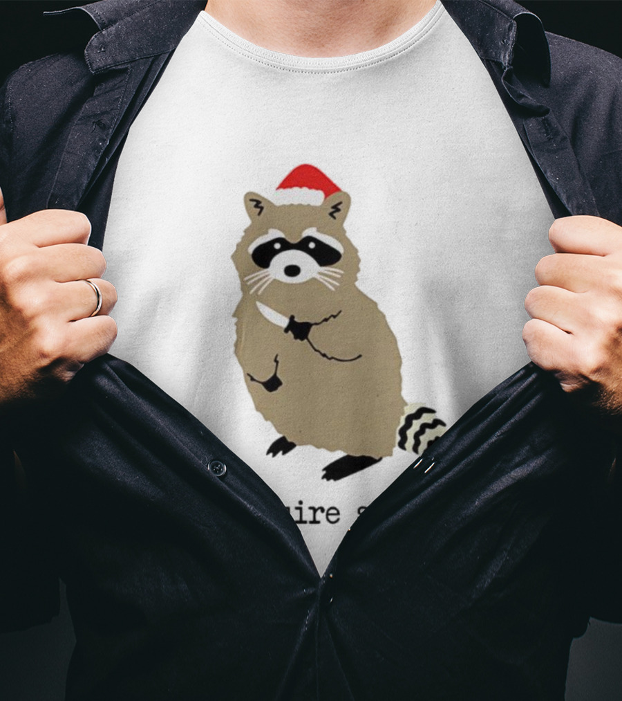 Raccoon Santa Hat I Require Snacks Festive Holiday Humor T-Shirt