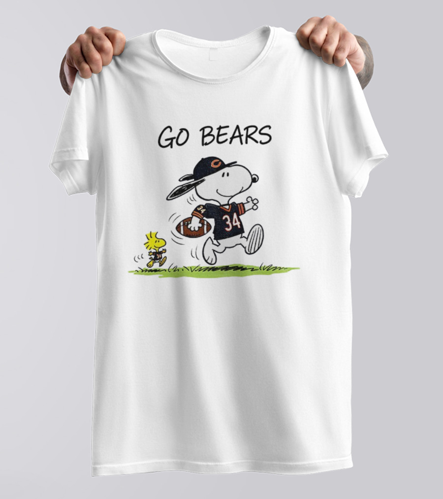 Snoopy Woodstock Chicago Bears Football Go Bears Cartoon Characters T-Shirt