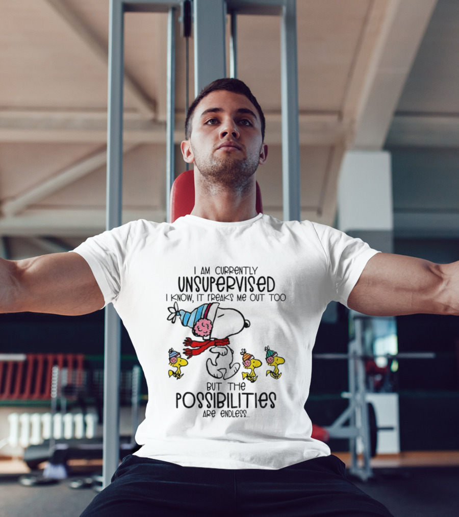 Snoopy And Woodstock Unsupervised Freaks Me Out Possibilities Are Endless T-Shirt