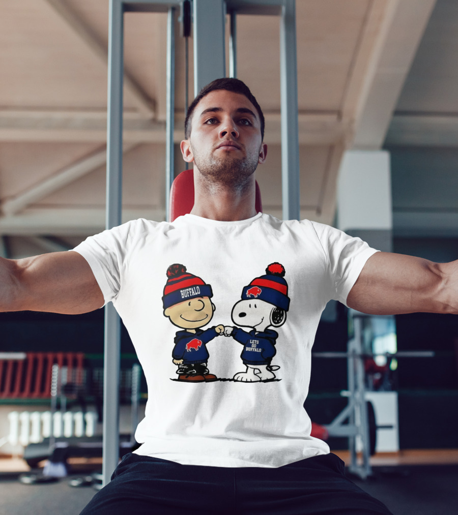 Snoopy Buffalo Bills Let's Go Holiday Football Fist Bump T-Shirt