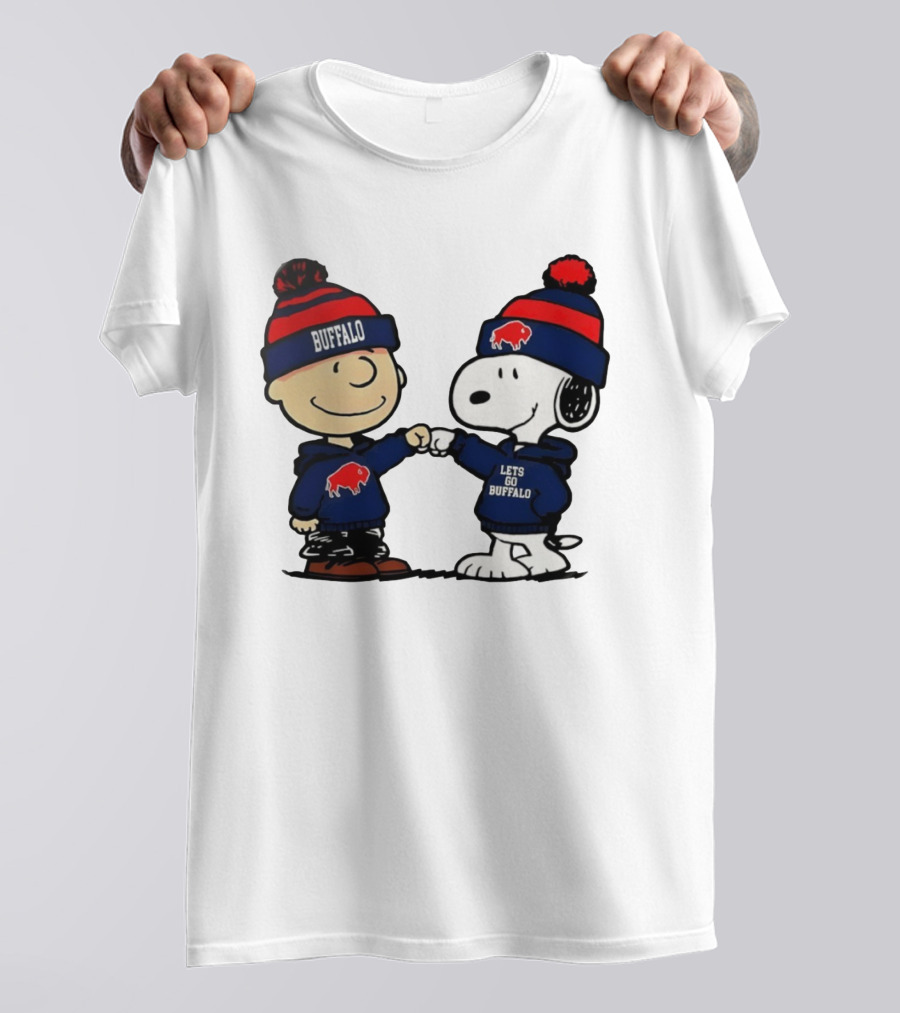 Snoopy Buffalo Bills Let's Go Holiday Football Fist Bump T-Shirt
