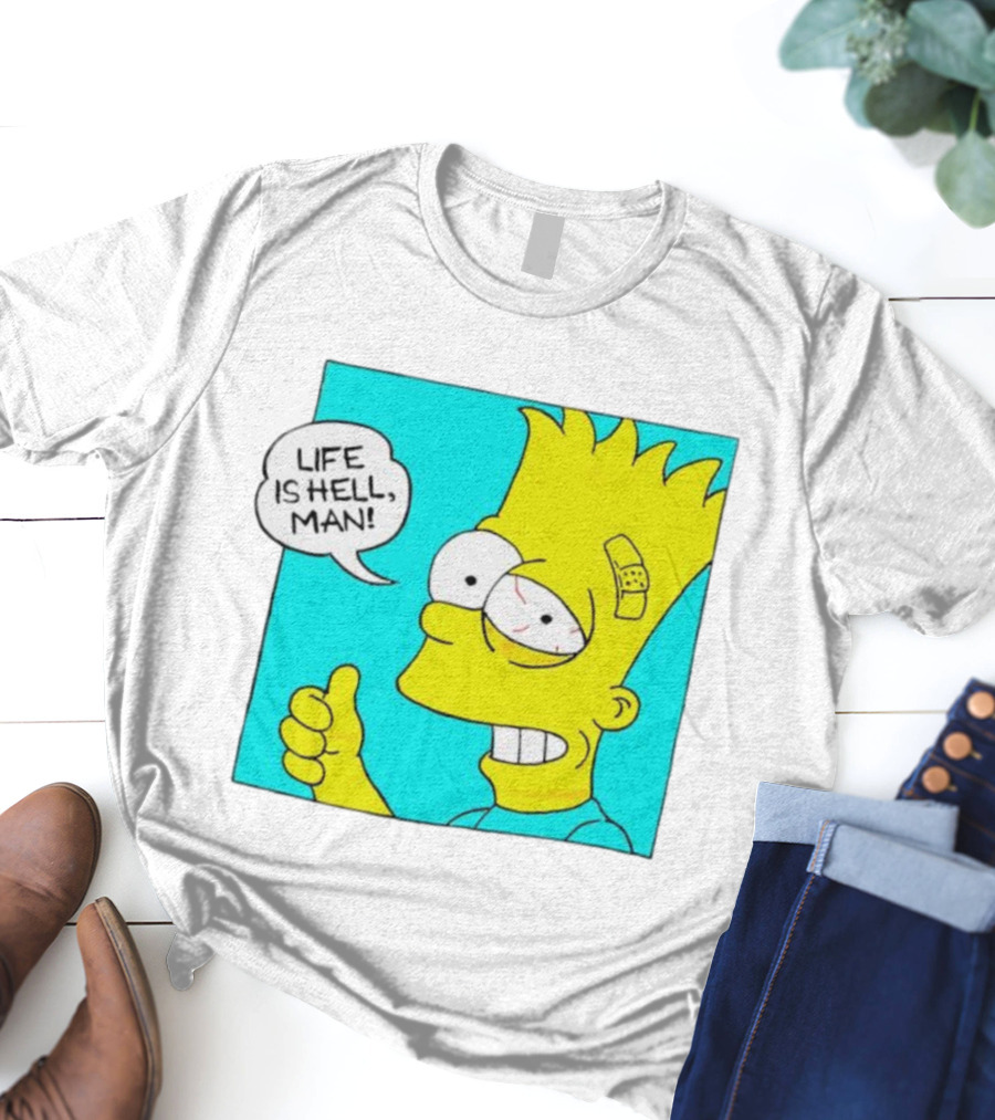 Bart Simpsons Life Is Hell Man Bandaged Head T-Shirt