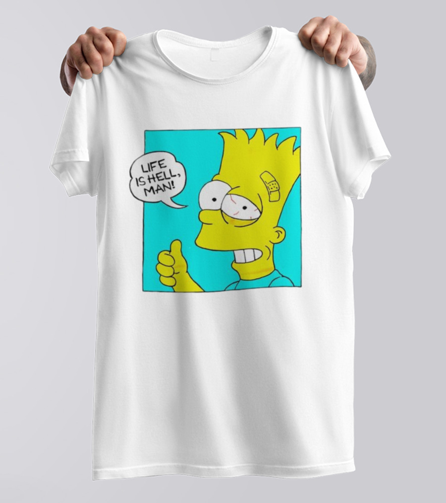 Bart Simpsons Life Is Hell Man Bandaged Head T-Shirt