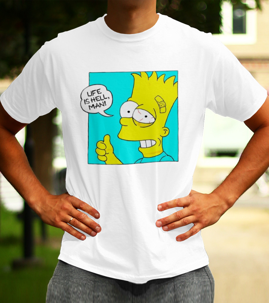 Bart Simpsons Life Is Hell Man Bandaged Head T-Shirt
