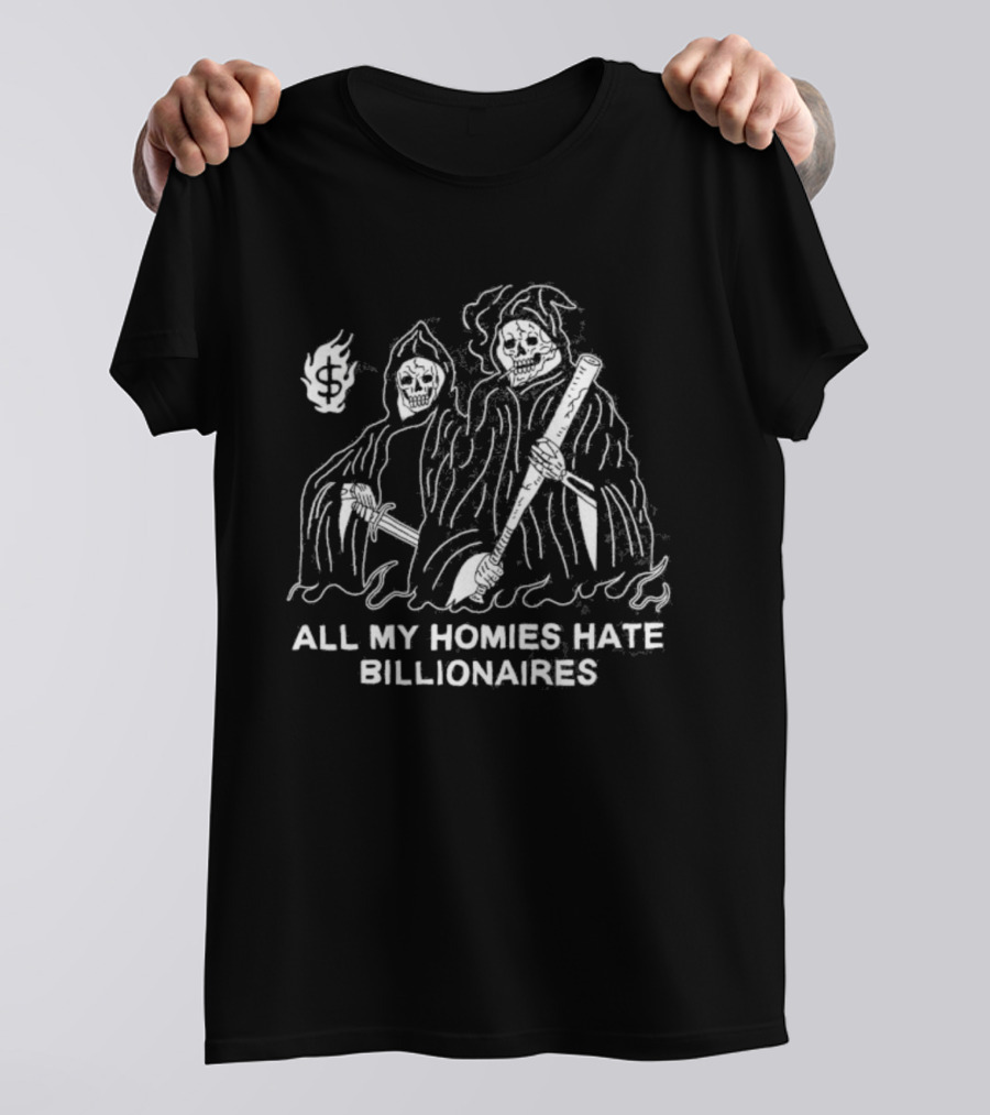 All My Homies Hate Billionaires Grim Reaper Rowing Boat Heavyslime T-Shirt