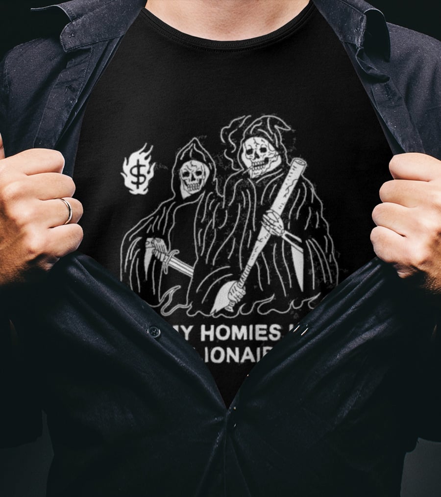 All My Homies Hate Billionaires Grim Reaper Rowing Boat Heavyslime T-Shirt