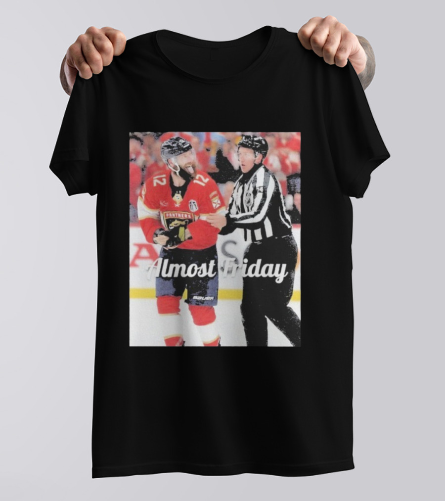 Almost Friday Florida Panthers Tongue Out Hockey Moment T-Shirt