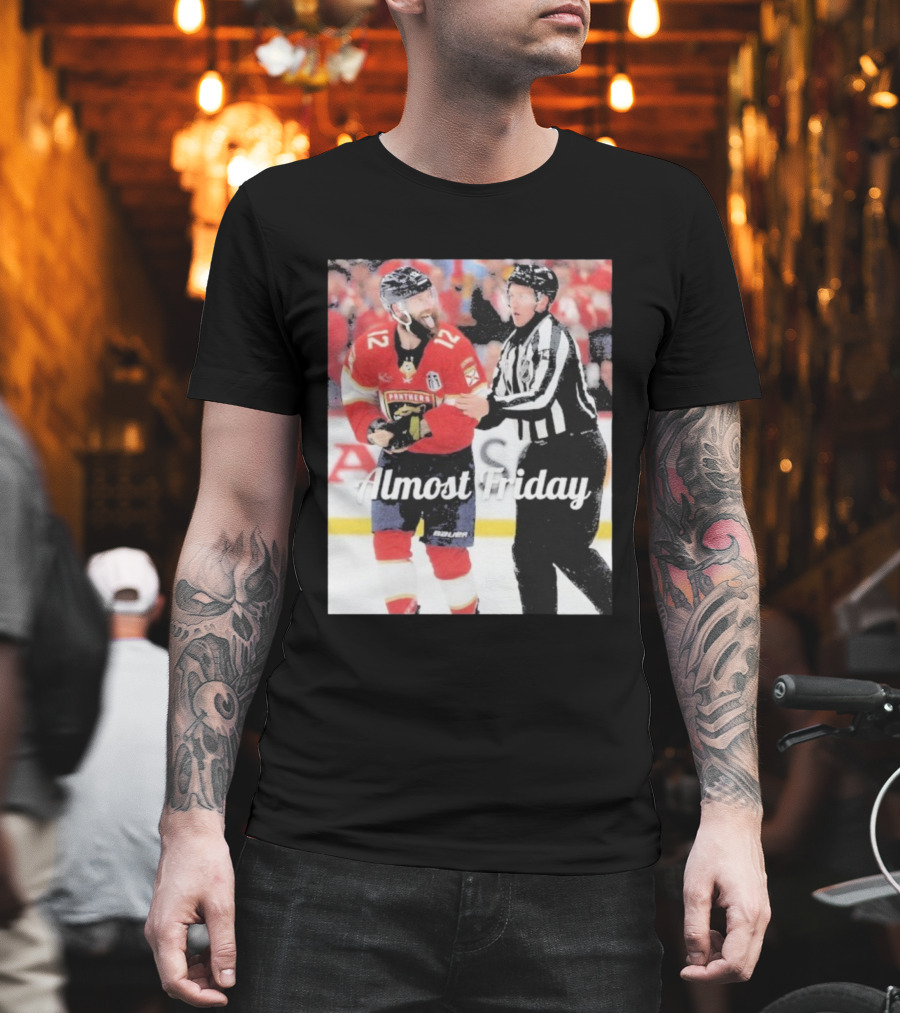 Almost Friday Florida Panthers Tongue Out Hockey Moment T-Shirt