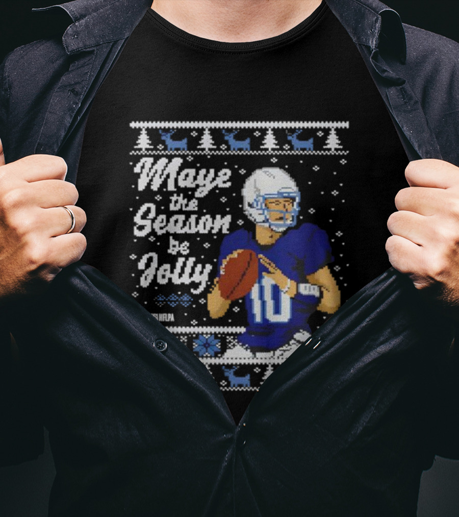 Drake Maye Quarterback Retro Christmas New England Festive T-Shirt