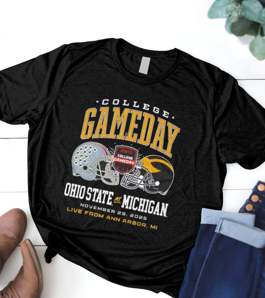 ESPN College GameDay Ohio State At Michigan Live From Ann Arbor MI Helmets T-Shirt