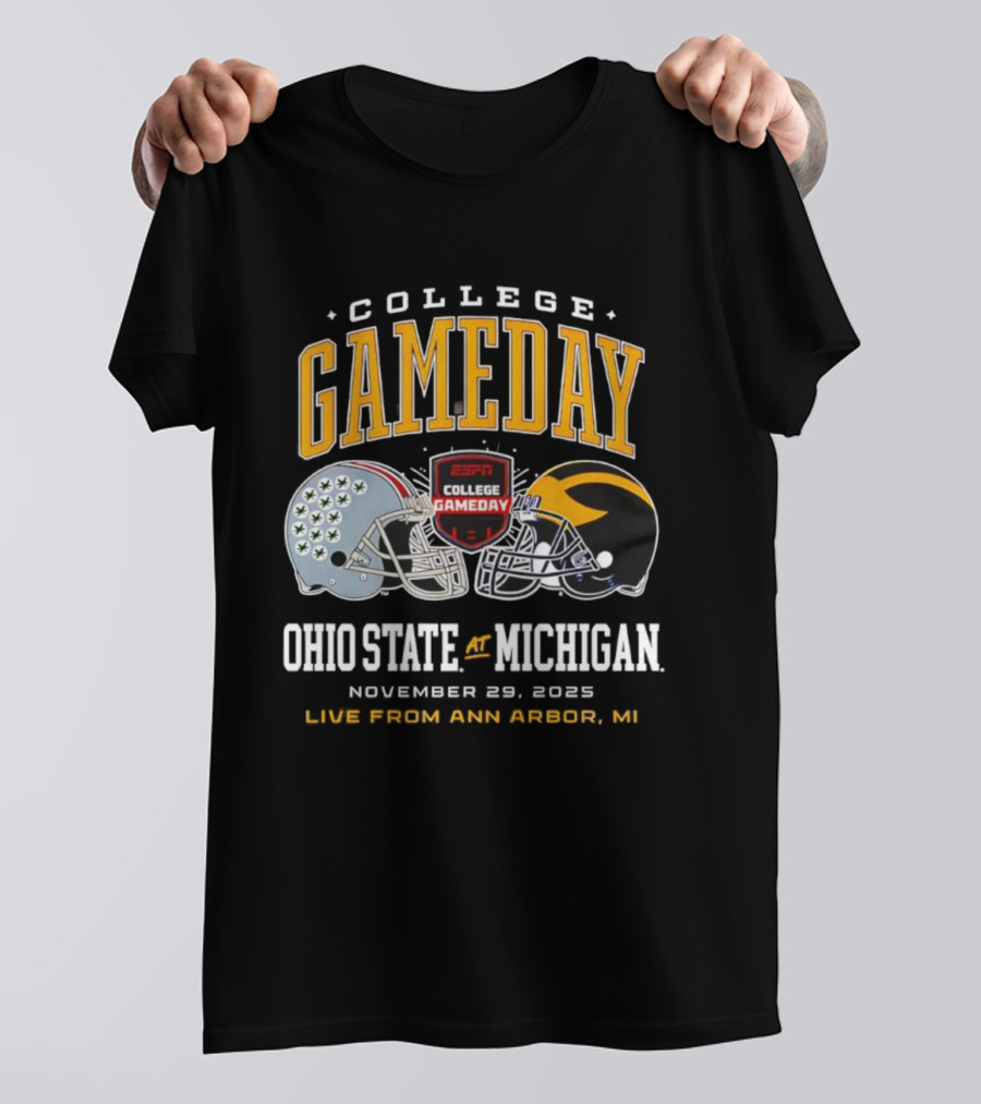 ESPN College GameDay Ohio State At Michigan Live From Ann Arbor MI Helmets T-Shirt