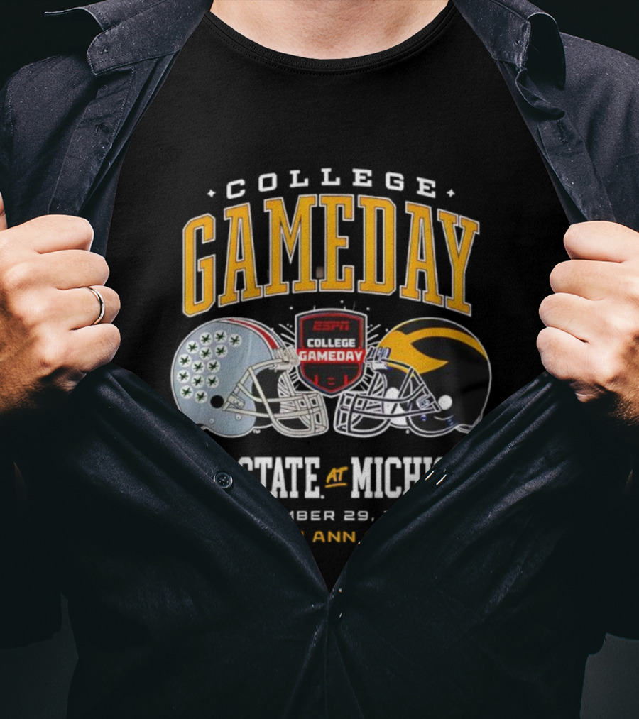 ESPN College GameDay Ohio State At Michigan Live From Ann Arbor MI Helmets T-Shirt