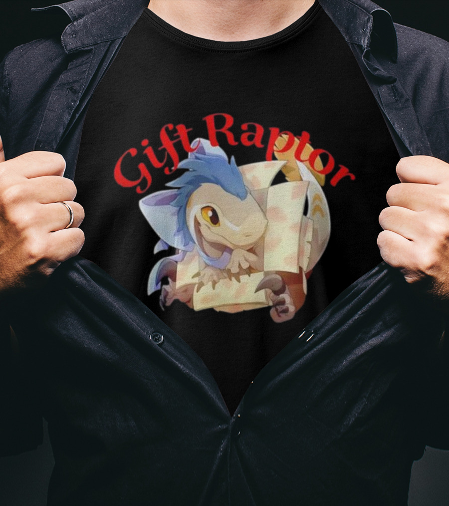 Gift Raptor Character Dinosaur Wrapped In Box T-Shirt