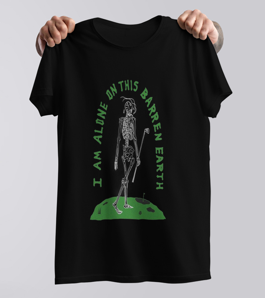 Heavyslime I Am Alone On This Barren Earth Skeleton Golf T-Shirt