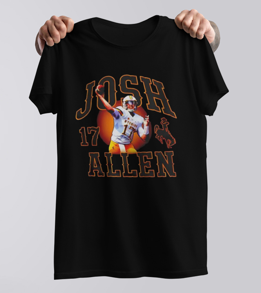 Josh Allen 17 Wyoming Cowboys Quarterback Action Pose T-Shirt