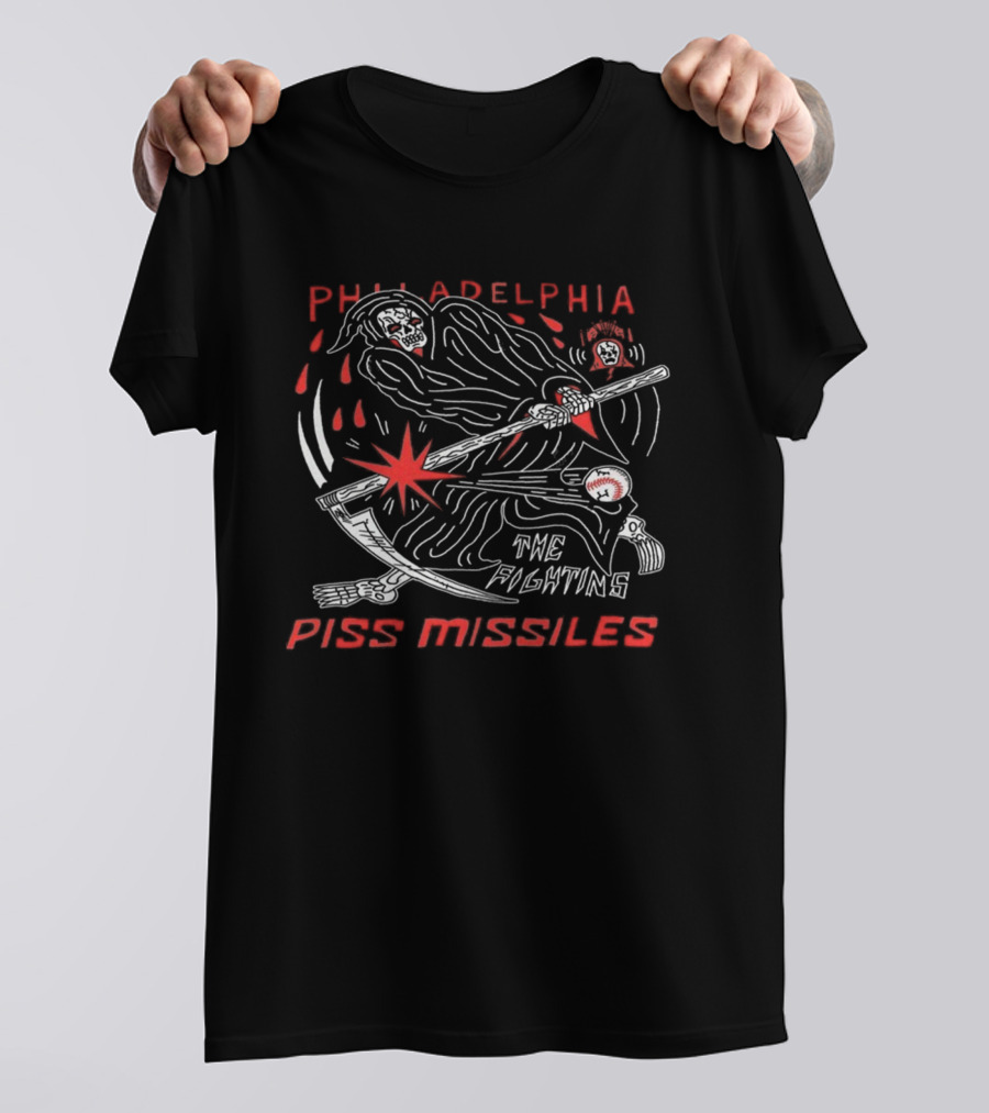Philadelphia Phillies Grim Reaper The Fightins Piss Missiles Baseball T-Shirt
