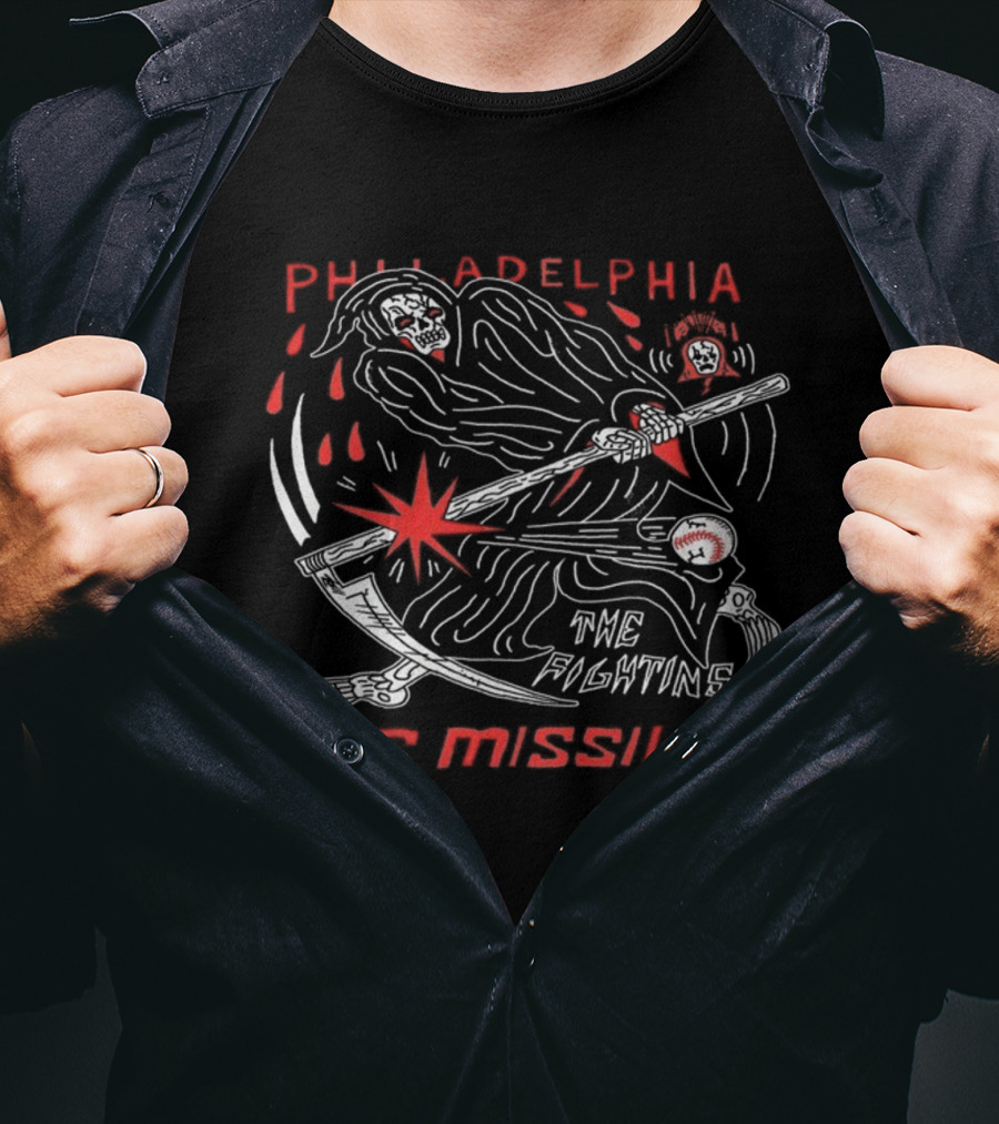 Philadelphia Phillies Grim Reaper The Fightins Piss Missiles Baseball T-Shirt