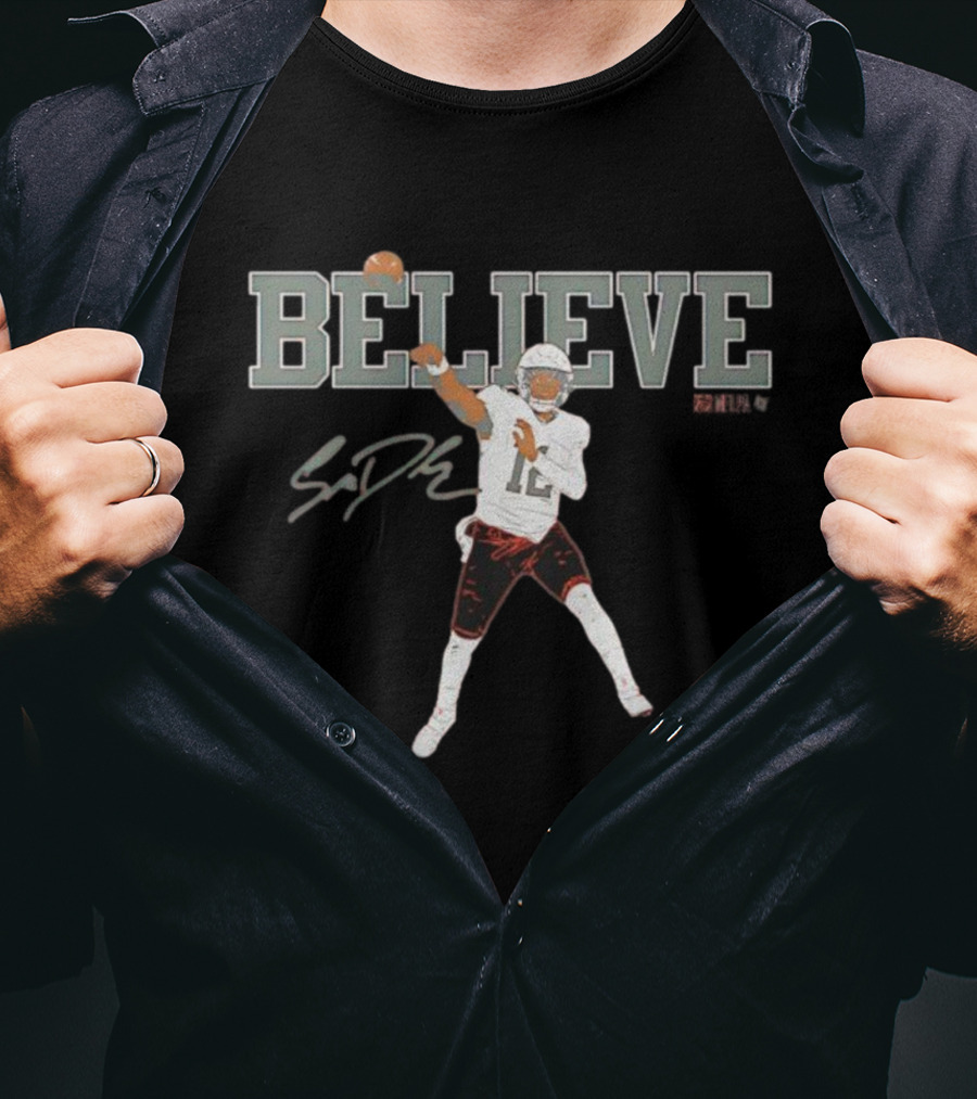 Believe Shedeur Sanders Signature Football Player Number 2 T-Shirt