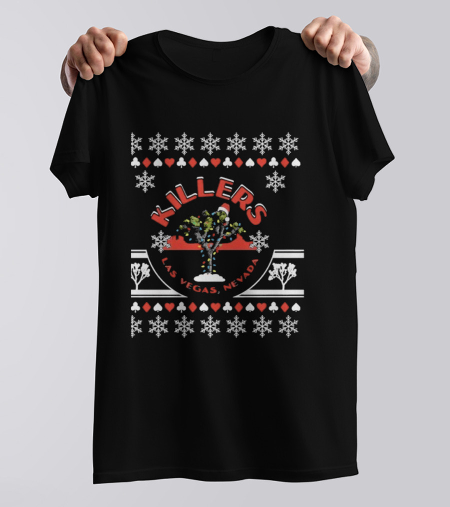 Killers Las Vegas Nevada Christmas Tree Snowflakes Holiday T-Shirt