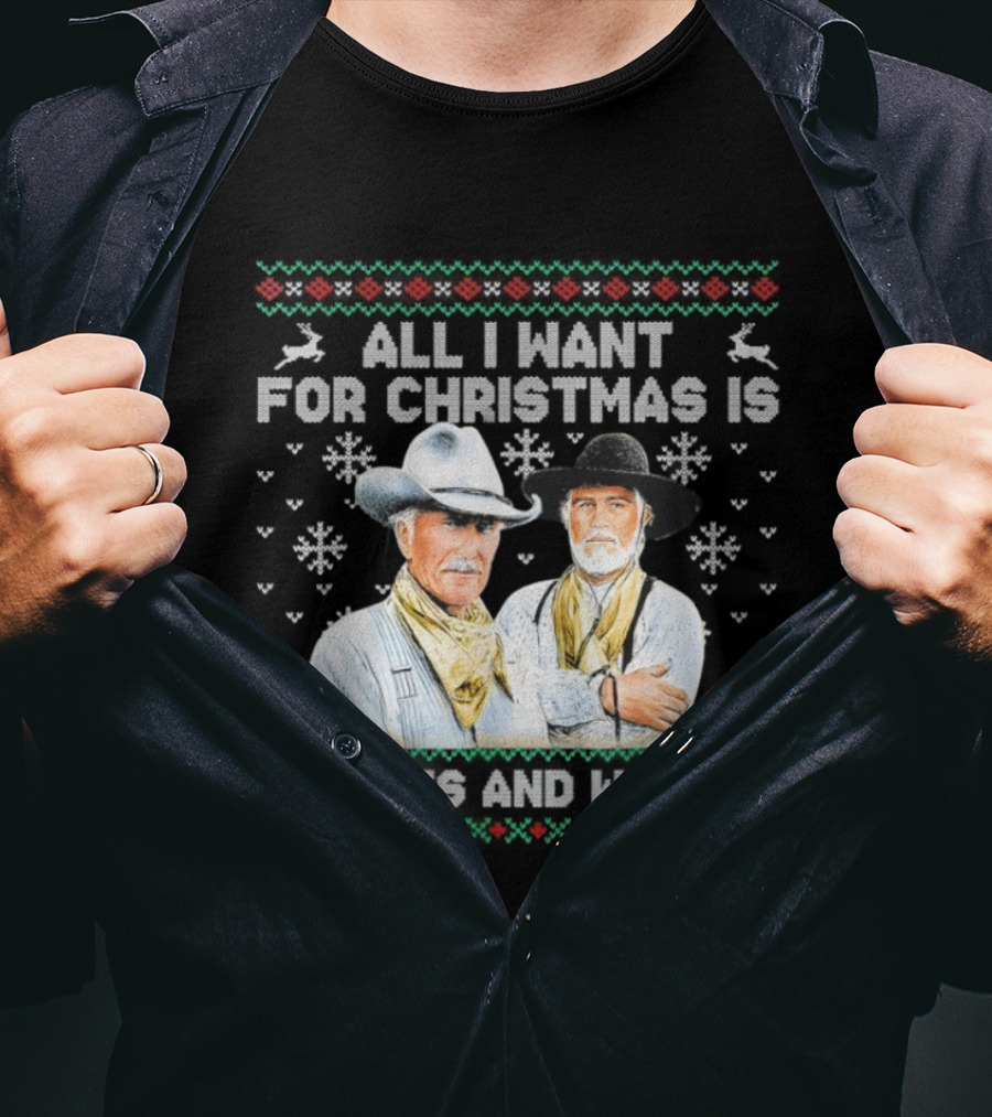 Western Cowboys All I Want For Christmas Is Biscuits And Whores T-Shirt