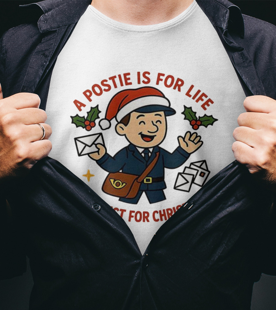 A Postie Is For Life Not Just For Christmas Santa Hat Mail Carrier T-Shirt