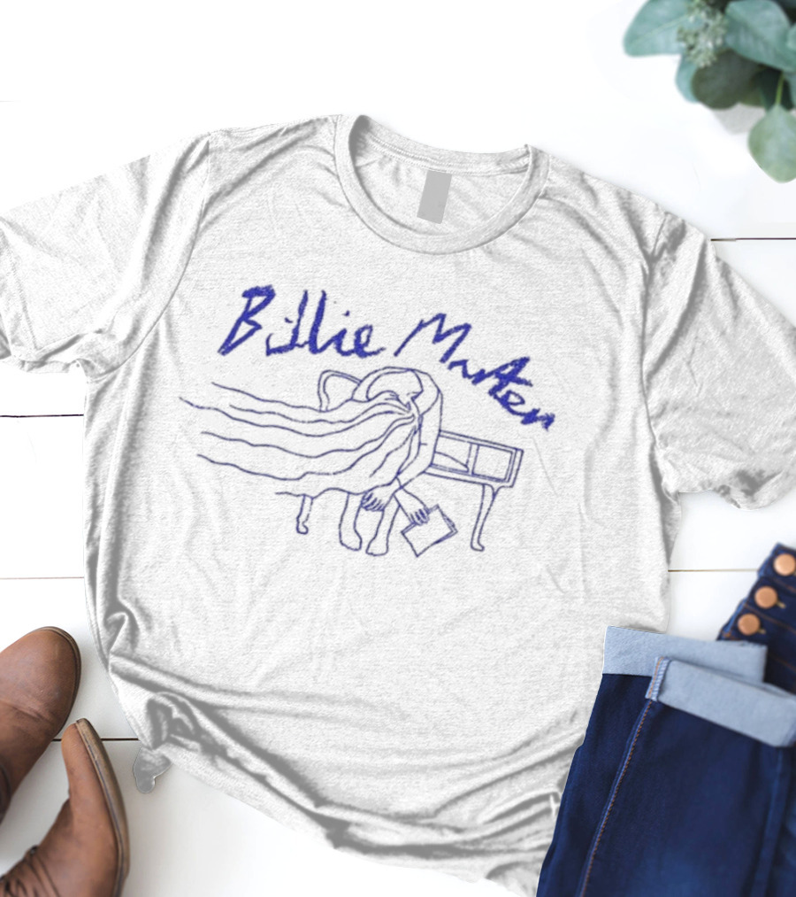 Billie Marten Blue Hair Sketch With Table And Arrow T-Shirt