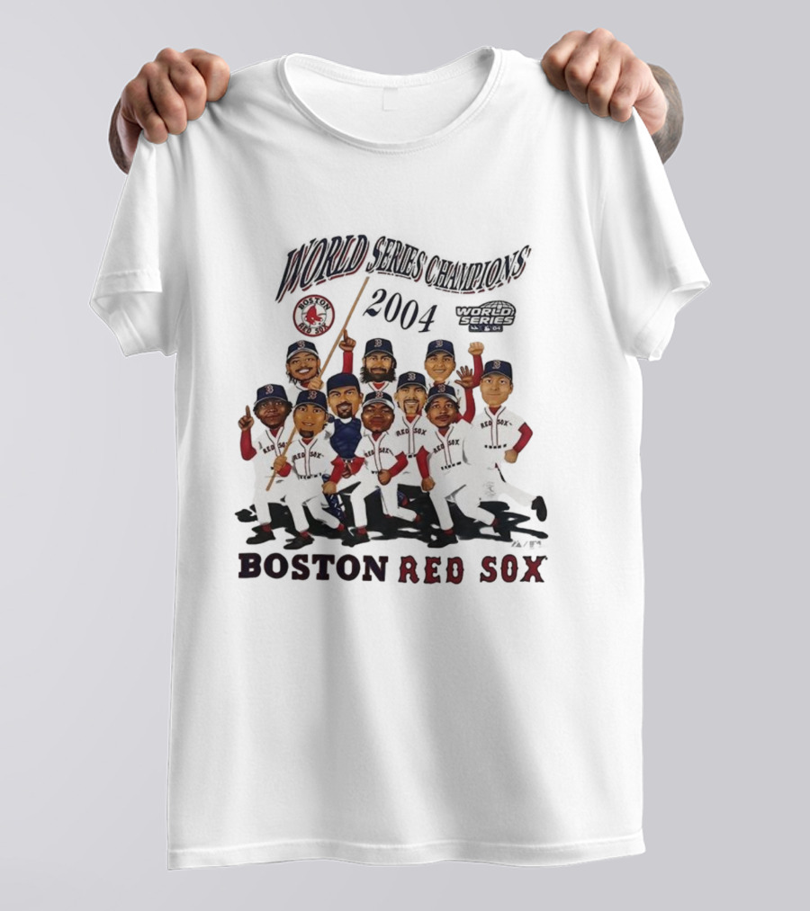 Boston Red Sox 2004 World Series Champions Player Caricature T-Shirt