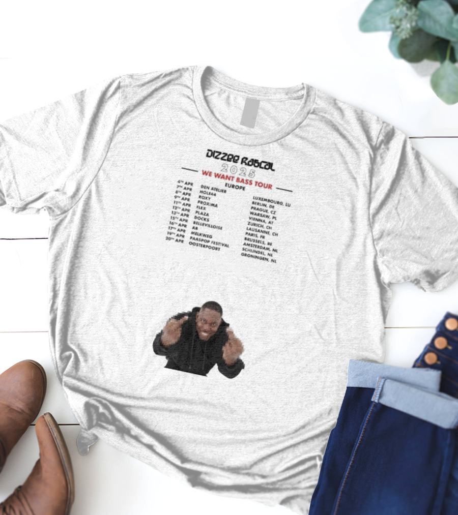 Dizzee Rascal We Want Bass Europe Tour 2025 Middle Fingers T-Shirt