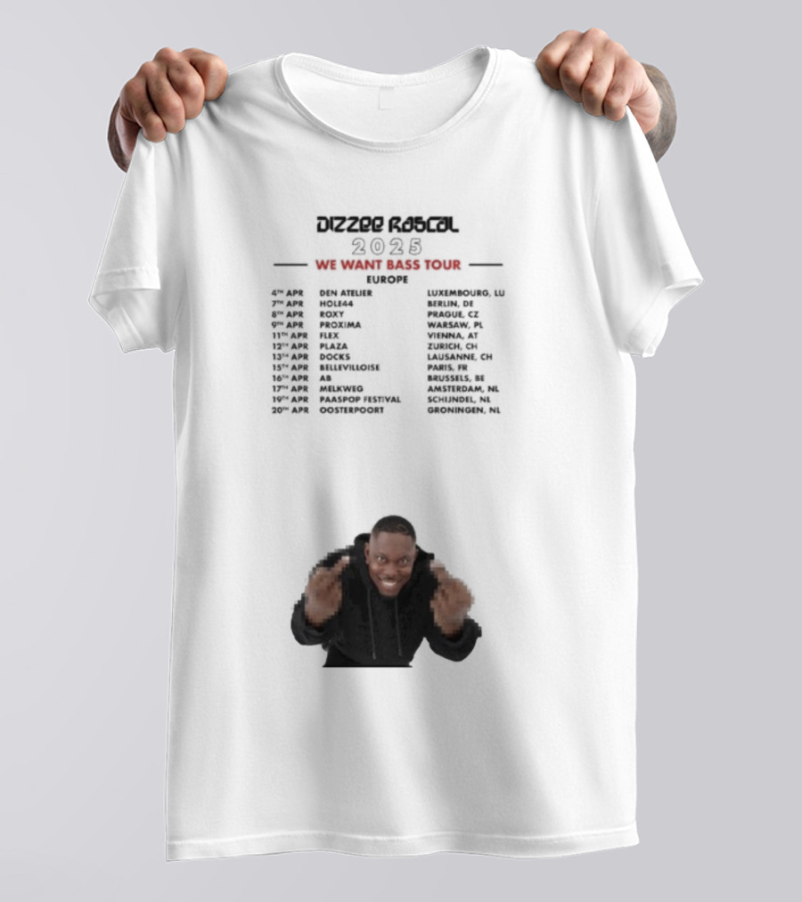 Dizzee Rascal We Want Bass Europe Tour 2025 Middle Fingers T-Shirt