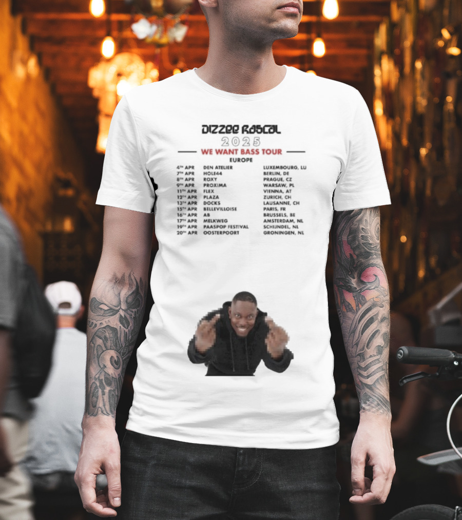 Dizzee Rascal We Want Bass Europe Tour 2025 Middle Fingers T-Shirt