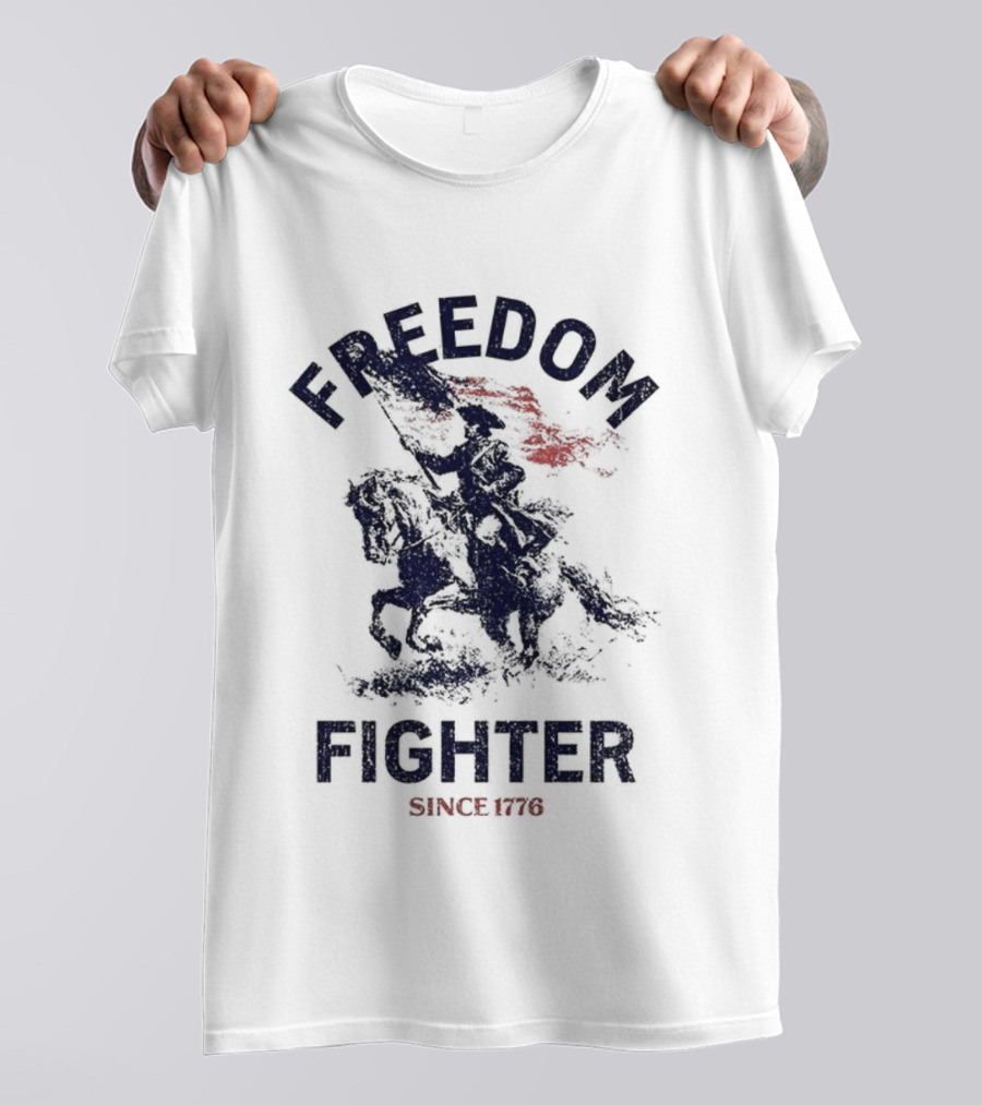 Freedom Fighter Since 1776 Soldier Waving American Flag T-Shirt
