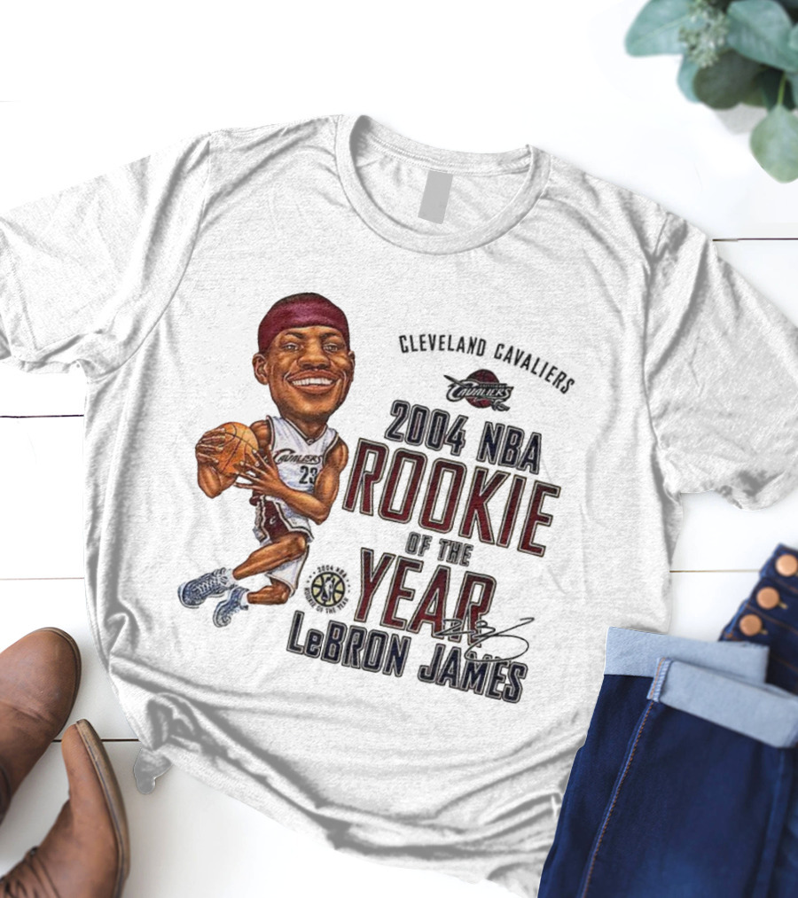 LeBron James 2004 NBA Rookie Of The Year Cleveland Cavaliers 23 Signature T-Shirt