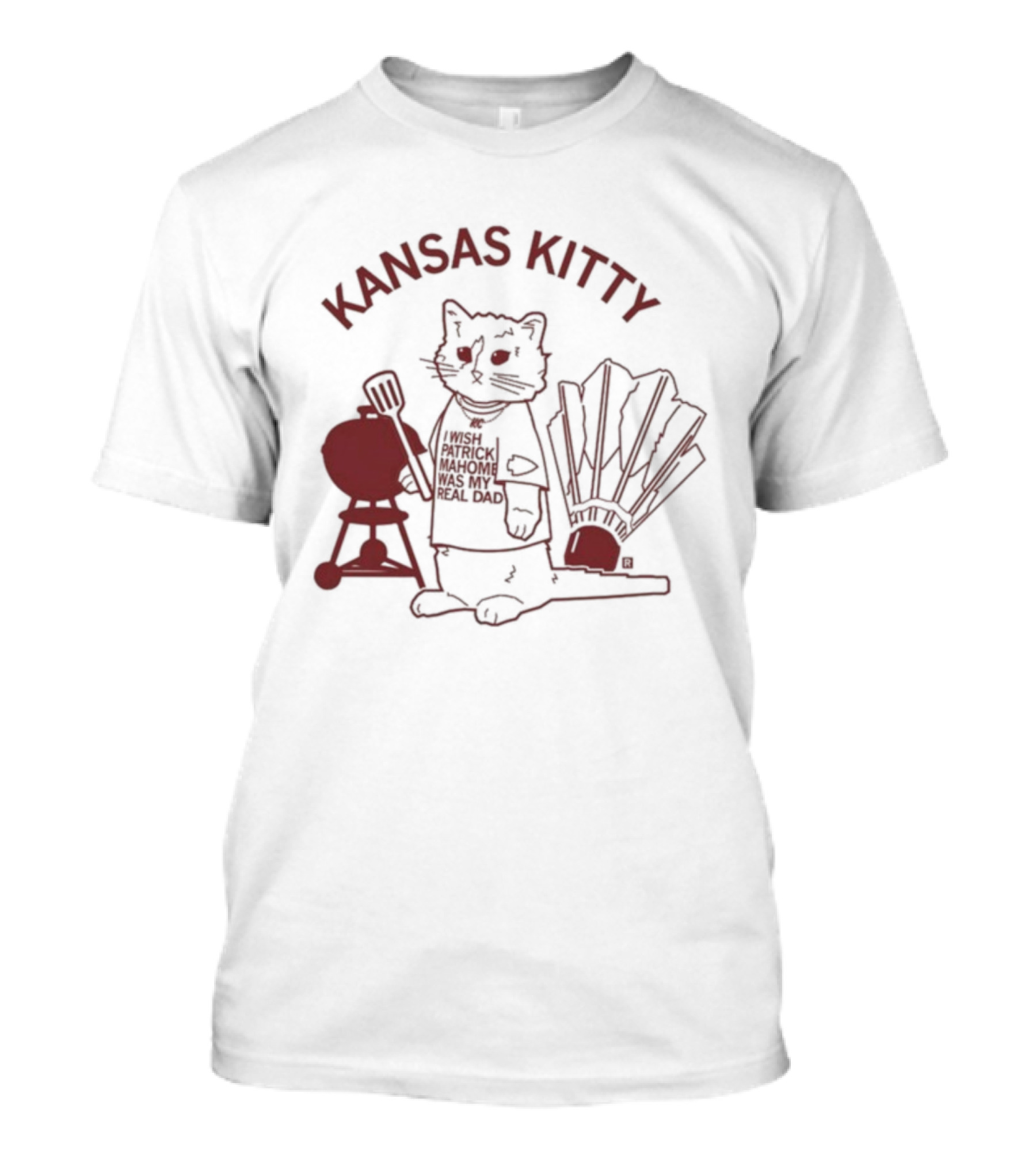 Kansas Kitty I Wish Patrick Mahomes Was My Real Dad Cat BBQ Grill Fan T-Shirt