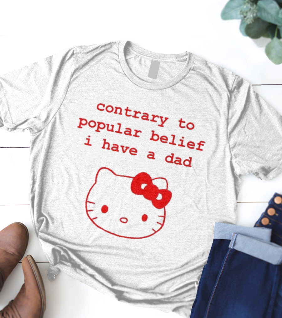 Contrary To Popular Belief I Have A Dad Kitty Bow Design T-Shirt