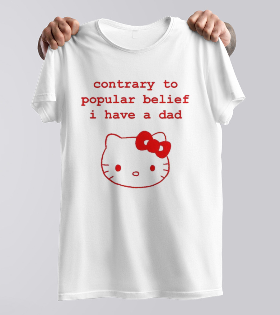 Contrary To Popular Belief I Have A Dad Kitty Bow Design T-Shirt