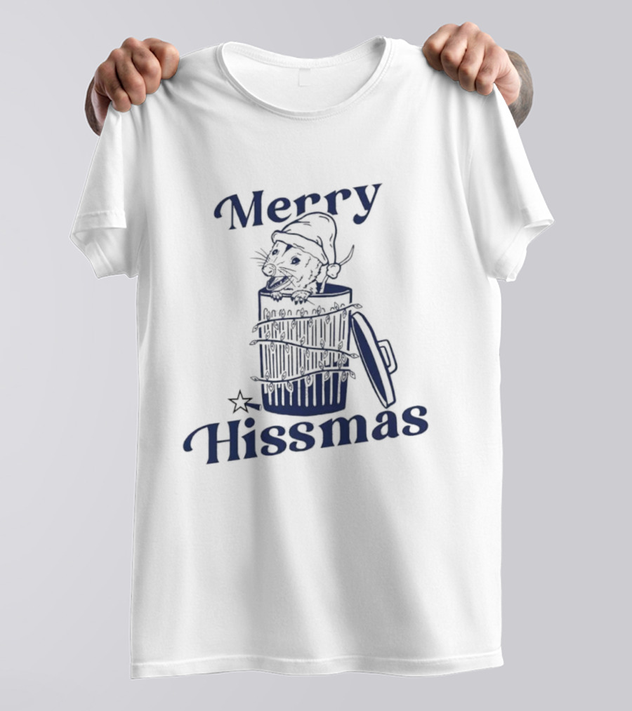 Merry Hissmas Cat In Trash Can Festive Humor T-Shirt