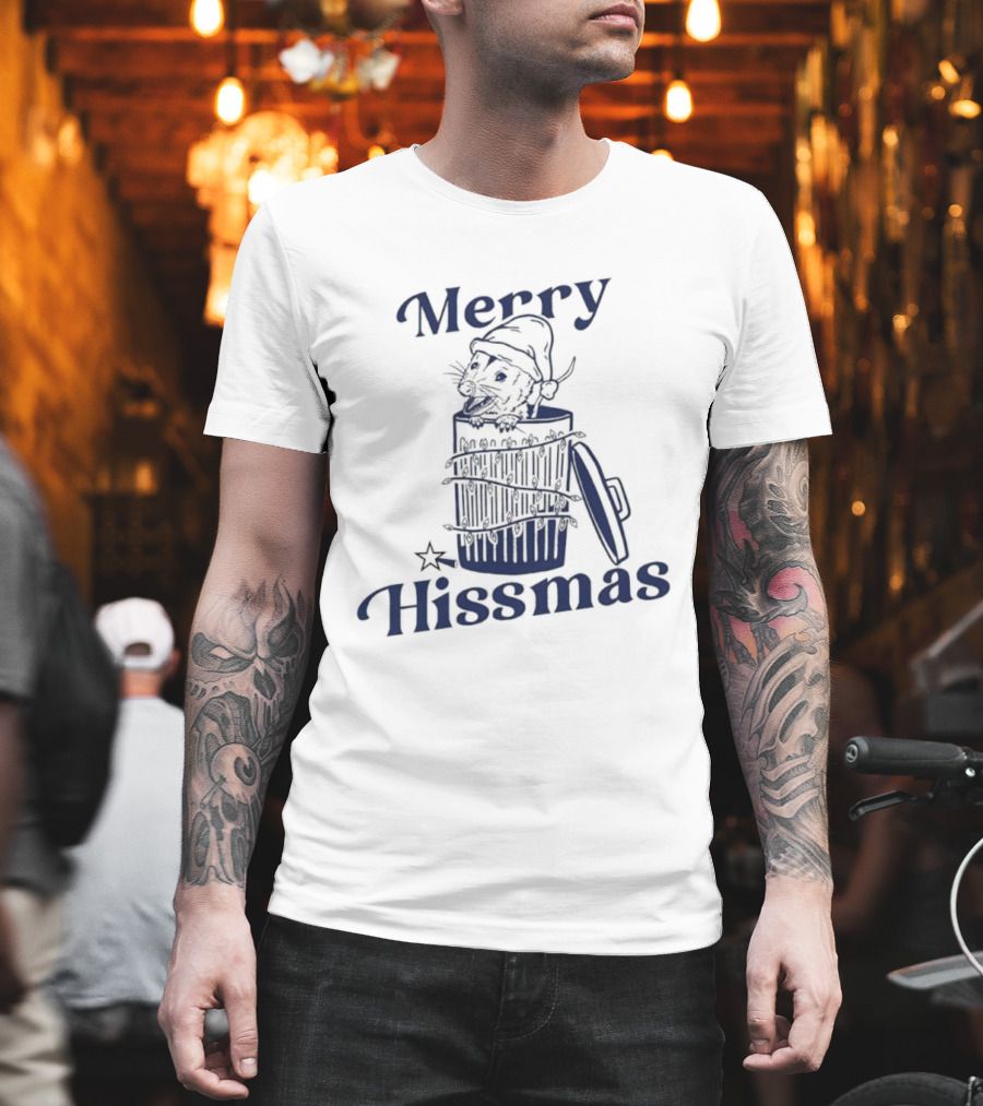 Merry Hissmas Cat In Trash Can Festive Humor T-Shirt