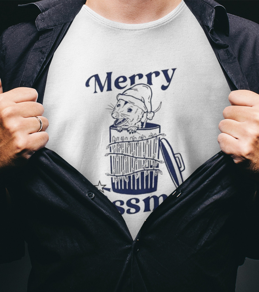 Merry Hissmas Cat In Trash Can Festive Humor T-Shirt