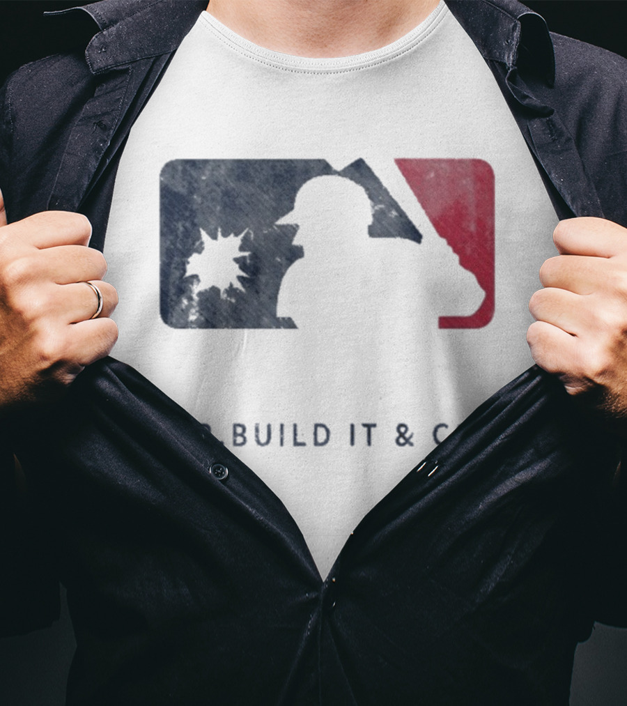 Mr Build It Wrecking Day MLB Bulldozer Silhouette T-Shirt