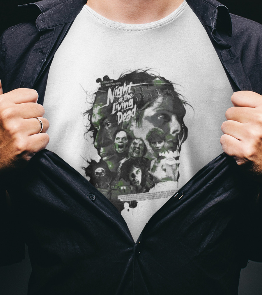 Night Of The Living Dead There Is A Fate Worse Than Death Classic Horror Movie Collage T-Shirt