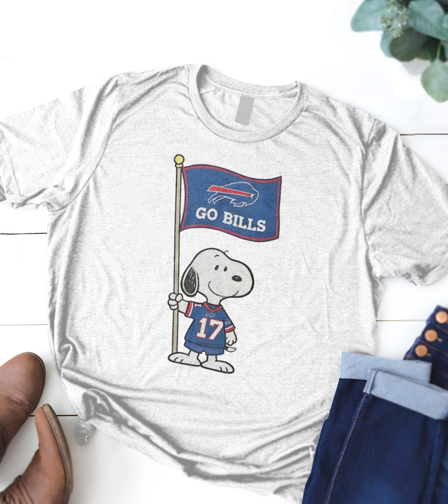 Snoopy Peanuts Go Bills Buffalo Bills Football Team Flag T-Shirt