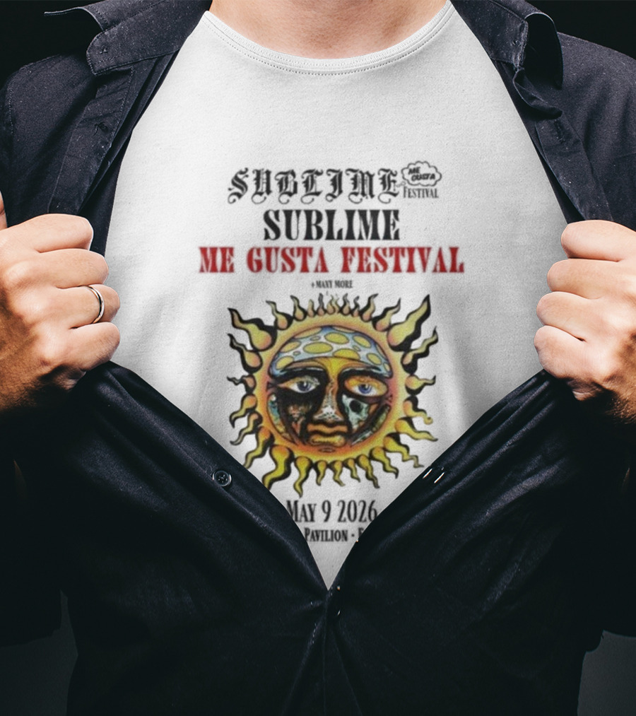Sublime Me Gusta Festival May 9 2026 Panther Island Pavilion Fort Worth TX Sun Face T-Shirt